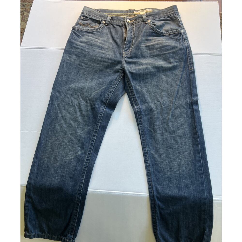 DKNY Broadway Denim Dark Faded Blue Jeans Men Classic 5 Pocket 36x30 Embroidered